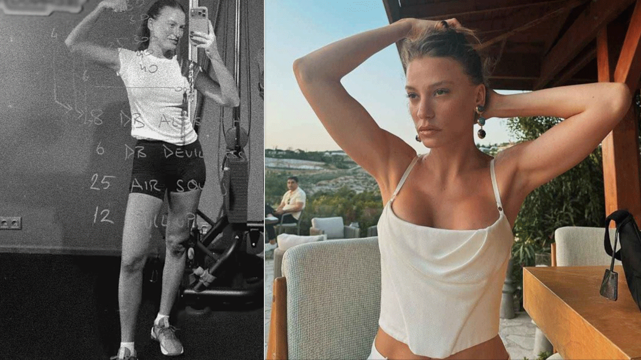 Serenay Sarıkaya'dan kas şov! Spor salonundan paylaştı
