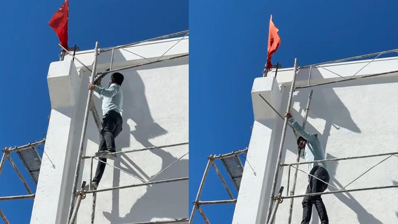 Görenlerin göğsü kabardı! "İçim rahat etmedi" dedi, metrelerce yükseğe tırmanıp düzeltti!