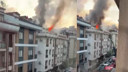 4 katlı binanın çatısı alev alev yandı