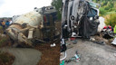 Beton mikseri otomobili kağıt gibi ezdi