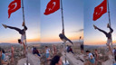 Bayrak direğinde skandal hareketler!