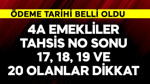 4A emekliler tahsis no sonu 17, 18, 19, 20 olanlar dikkat! Ödeme tarihi belli oldu