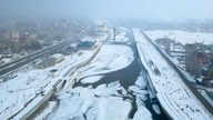 Kışın en sert geçtiği illerden biri olan Ağrı'daki Murat Nehri'nin son hali dronla görüntülendi