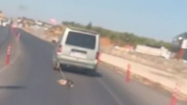 Gaziantep'te köpeği araca bağlayıp sürükleyen sürücüye ceza kesildi