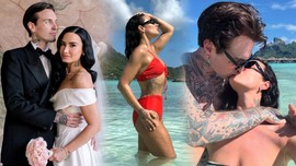 Ünlü şarkıcı Demi Lovato'dan nefes kesen balayı pozları!