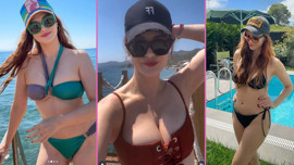Güzel oyuncu Mine Tugay'dan beyaz elbisesiyle oturarak poz! Fit vücuduyla verdiği frikik hayranlarını mest etti