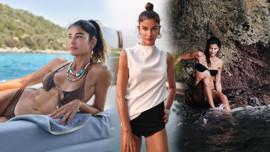 Berrak Tüzünataç'tan nefes kesen tatil paylaşımı! Bikinisiyle kayalıklara sere serpe uzandı, iddialı pozuna beğeni yağdı
