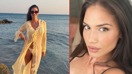 Tescilli güzel Ebru Şam'dan nefes kesen tatil paylaşımı! Bikinili pozlarıyla plajda fırtınalar estirdi