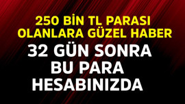 250 bin TL parası olanlara güzel haber! 32 gün sonra bu para hesabınızda
