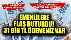 Emeklilere flaş duyuru yapıldı! 31 Aralık'a kadar sadece kimlik kartıyla 31 bin TL ödemeyi alabilirsiniz