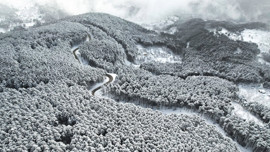 Uludağ'ın virajları beyaz örtüyle birlikte görsel şölene dönüştü