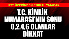 T.C. Kimlik Numarası'nın sonu 0, 2, 4, 6 ve 8 olanlar dikkat! PTT'den 5500 TL yatacak