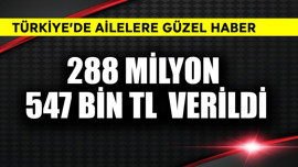 Türkiye'de ailelere güzel haber! 288 Milyon 547 Bin TL verildi