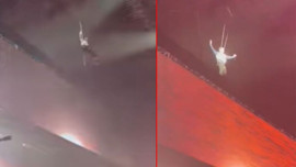 Ünlü şarkıcı konserde 20 metre yükseklikten yere çakıldı! korku dolu anlar kameraya saniye saniye yansıdı