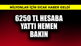 Milyonlar için sıcak haber! 6250 TL hesaba yattı bakın