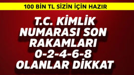TC kimlik numarası son rakamları 0-2-4-6-8 olan dikkat! 100 bin TL hazır