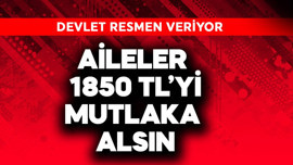 Devlet resmen veriyor! Aileler 1.850 TL'yi mutlaka alsın