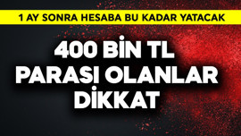 400 bin TL parası olanın hesabına 1 ay sonra bu kadar yatacak