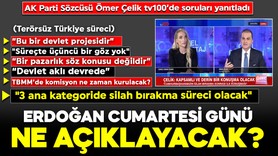 AK Parti Sözcüsü Ömer Çelik tv100’de soruları yanıtladı: 3 ana kategoride silah bırakma süreci olacak... Cumhurbaşkanı Erdoğan Cumartesi günü ne açıklayacak?