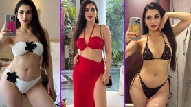 Genç manken, gül desenli kırmızı bikinisiyle paylaşım yaptı. 33 yaşındaki mankeni görenler fiziğine hayran kaldı