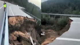 Çöken kara yolunda 10 metrelik çukur oluştu