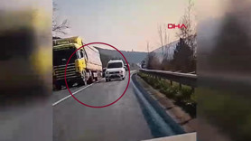 Kameraya yansıyan ölümden dönüş! Hatalı sollama kazayı son anda önledi