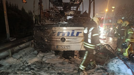 TEM'de yolcu otobüsü alevlere teslim oldu