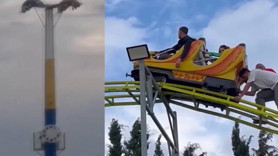 İzmir'de lunaparkta kabus! Metrelerce yükseklikte baş aşağı asılı kaldılar