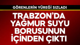 Trabzon'da yağmur suyu borusunun içinden çıktı, görenlerin yüreği sızladı