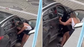 Kadıköy'de iki kadın tekme tokat birbirine girdi! Çığlık atıp yardım istedi! O anlara kamerada