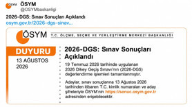 2026-DGS sonuçları açıklandı: ÖSYM duyurdu