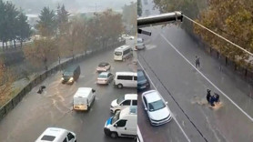 Esenyurt'ta sağanak sonrası can pazarı! Akıntıya kapılan kadın metrelerce sürüklendi