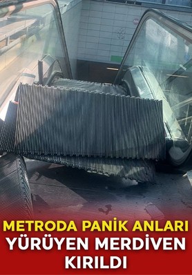 Ünalan Metrosunda yürüyen merdiven kırıldı! Vatandaşların paniği cep telefonu kamerasına yansıdı