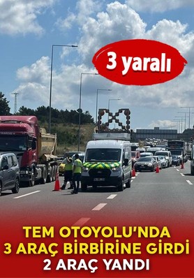 Kuzey Marmara Otoyolu'nda zincirleme kaza! 3 araç birbirine girdi: 2 araç alev alev yandı