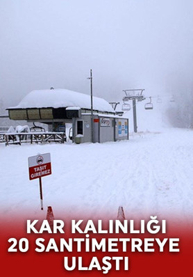 Ünlü turizm merkezinde kar kalınlığı 20 santimetreye ulaştı