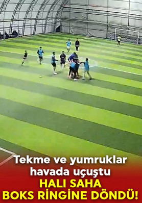 Tekme ve yumruklar havada uçuştu! Halı saha maçı boks ringine döndü