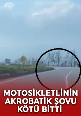 Hatay'da motosiklet sürücüsünün tehlikeli şovu kazayla bitti