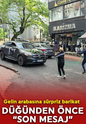 Gelin ve damat için yolu kestiler! Düğün konvoyunda eğlenceli anlar