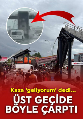 Ankara'da damperi açık kamyon üst geçidi yıktı