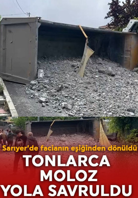 Moloz yüklü kamyon kontrolden çıktı! Geri geri kaydı