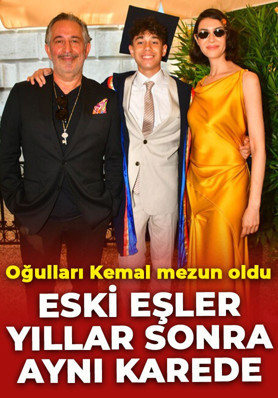 Eski eşler Ahu Yağtu ile Cem Yılmaz yıllar sonra aynı karede: Oğulları Kemal mezun oldu