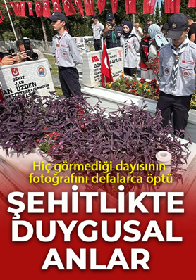 15 Temmuz'un 10. yıl dönümü: Şehitliklerde duygu dolu anlar: Hiç görmediği dayısının fotoğrafını defalarca öptü