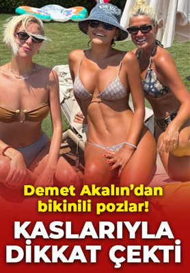 Demet Akalın bikinili pozlarıyla şov yaptı! Karın kasları olay oldu