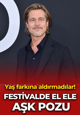 Brad Pitt sevgilisiyle el ele! Festivalde aşk pozu