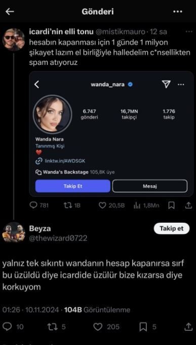 Arjantinli rapçi ile yeni aşka yelken açmıştı! Galatasaray taraftarı Wanda Nara'yı ağlatacak hazırlığa başladı - Resim: 9