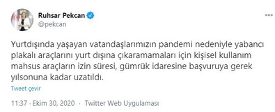 Bakan Pekcan duyurdu! Başvuruya gerek yok - Resim : 1