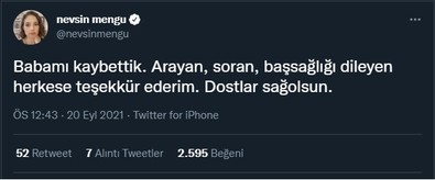 Nevşin Mengü'nün babası Şahin Mengü hayatını kaybetti - Resim : 1