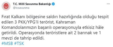 Saldırı hazırlığındaki 3 terörist etkisiz hale getirildi - Resim : 1
