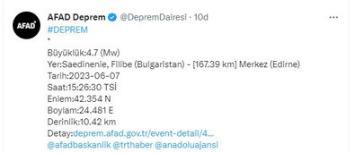 Komşuda korkutan deprem! Edirne'den hissedildi - Resim : 1