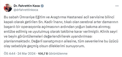 Kadir İnanır’ın sağlık durumu merak ediliyordu! Bakan Koca’dan açıklama geldi - Resim : 1